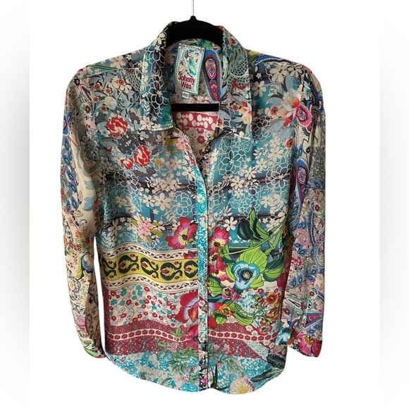 Johnny Was Colorful Floral Button-Up Shirt petite size XS - Picture 4 of 9